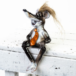 Sodo žvakės žiurkė su kaklaraiščiu keramika - keramikdeko.de