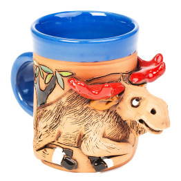 3D keramikos taurė - briedis gulėti - keramikdeko.de