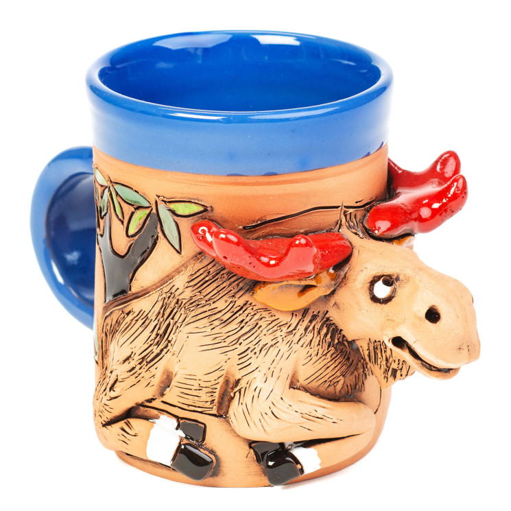 3D keramikos taurė - briedis gulėti - keramikdeko.de