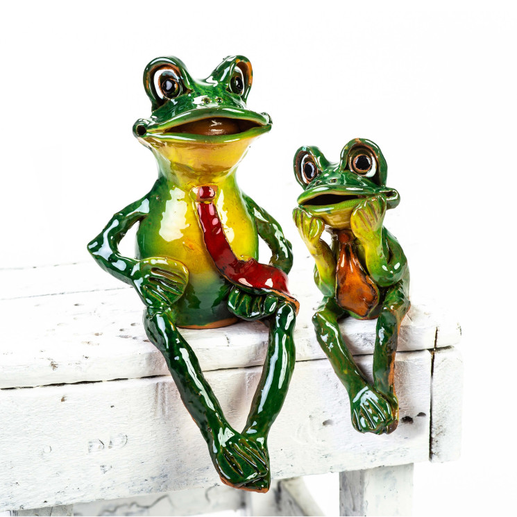 Sodo staklių rinkinys, juokingos varlės, 2 dalių