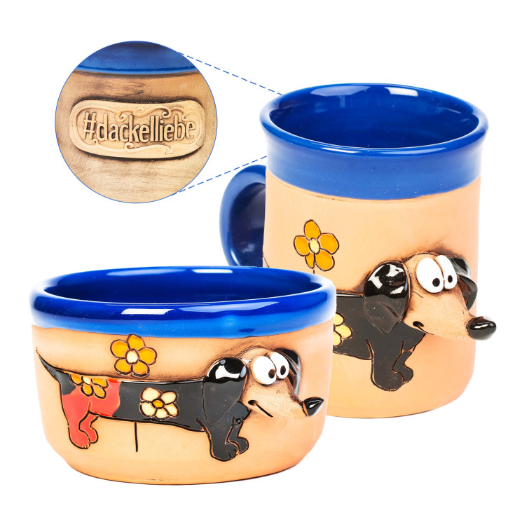 Pusryčių rinkinys Dachsed iš keramikos | 3D puodelis ir müsalale