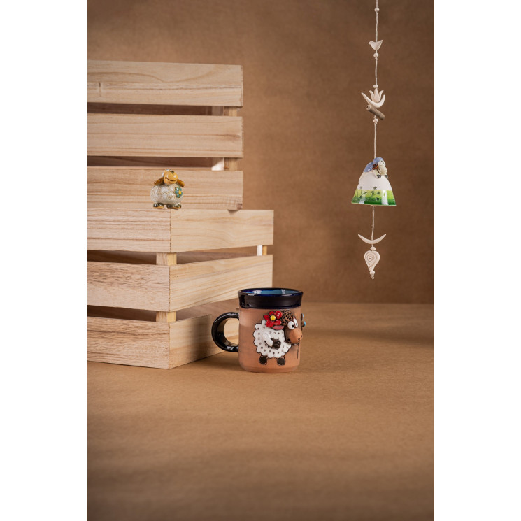 Keramikos rinkinys 16 (3 dalių) - Avys: varpelis, puodelis ir mini figūra