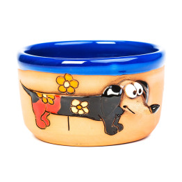 Mueslishale 3D motyvas | Paveikslas Dachsundas su gėlėmis | Keramikdeko