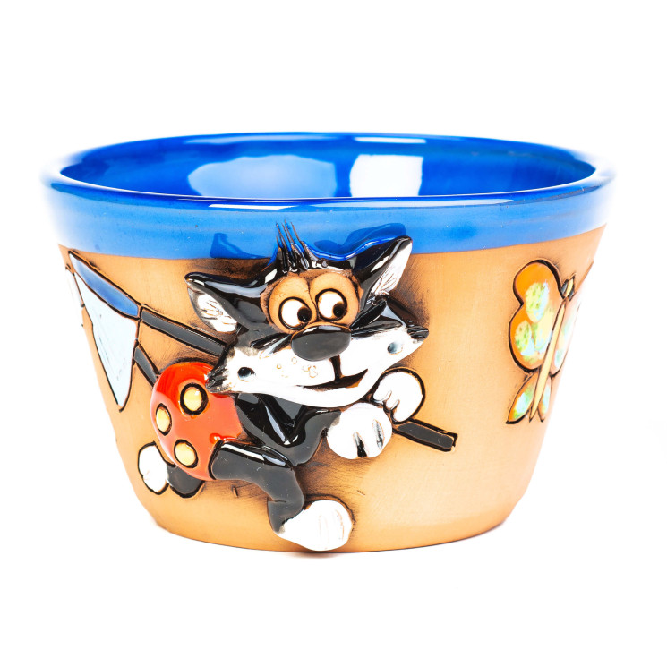 Mueslishale 3D motyvas | Paveikslas katė su drugeliu | Keramikdeko