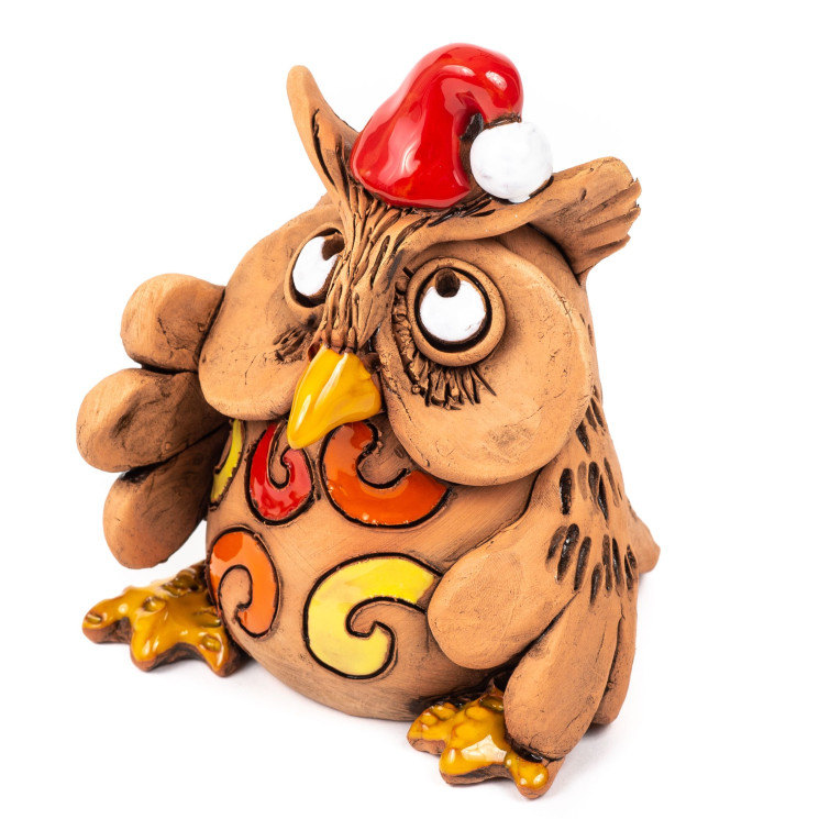 Pelėdos figūra keramika su papuošalais