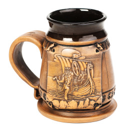 Keraminis ąsotis 0,5L Viking karo laivas | Keramikdeko.de