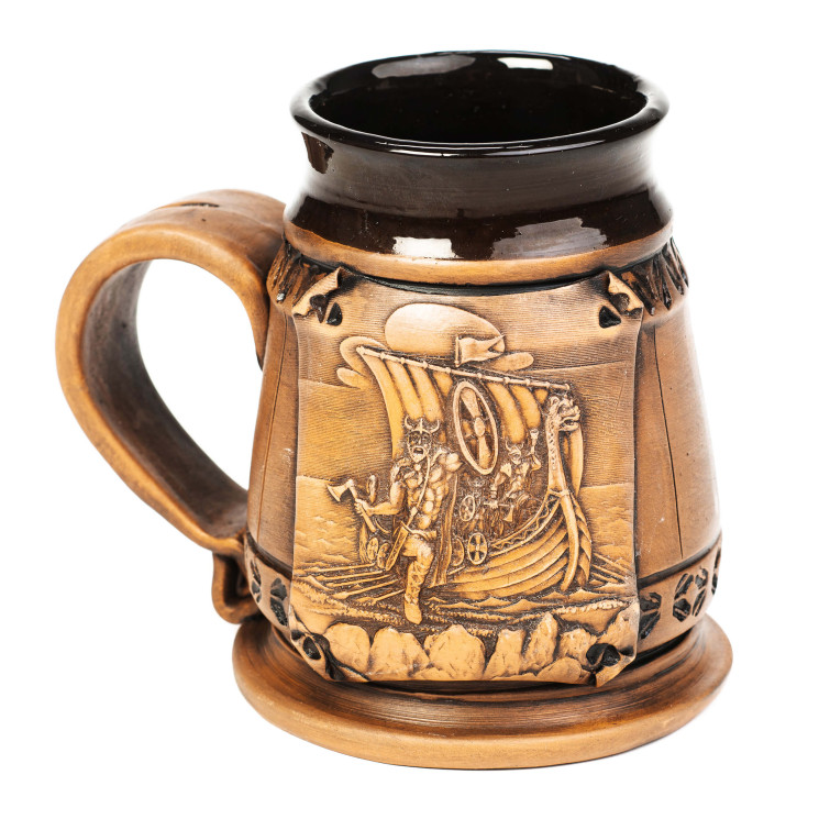 Keraminis ąsotis 0,5L Viking karo laivas | Keramikdeko.de