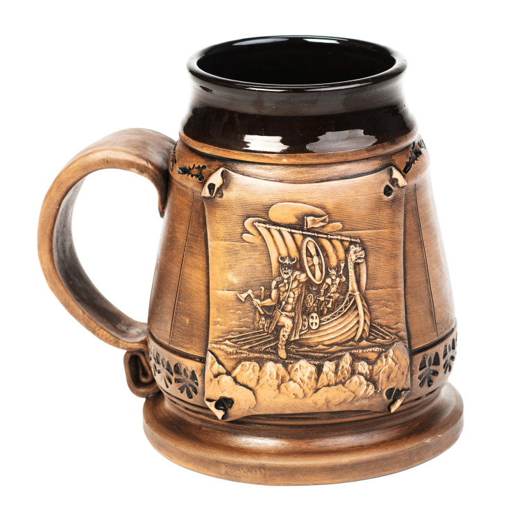 Keramikos ąsotis 0.3L Viking karo laivas | Keramikdeko.de