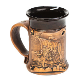 Keraminis puodelis Viking karo laivas su Henkel 0.250l | Keramikdeko