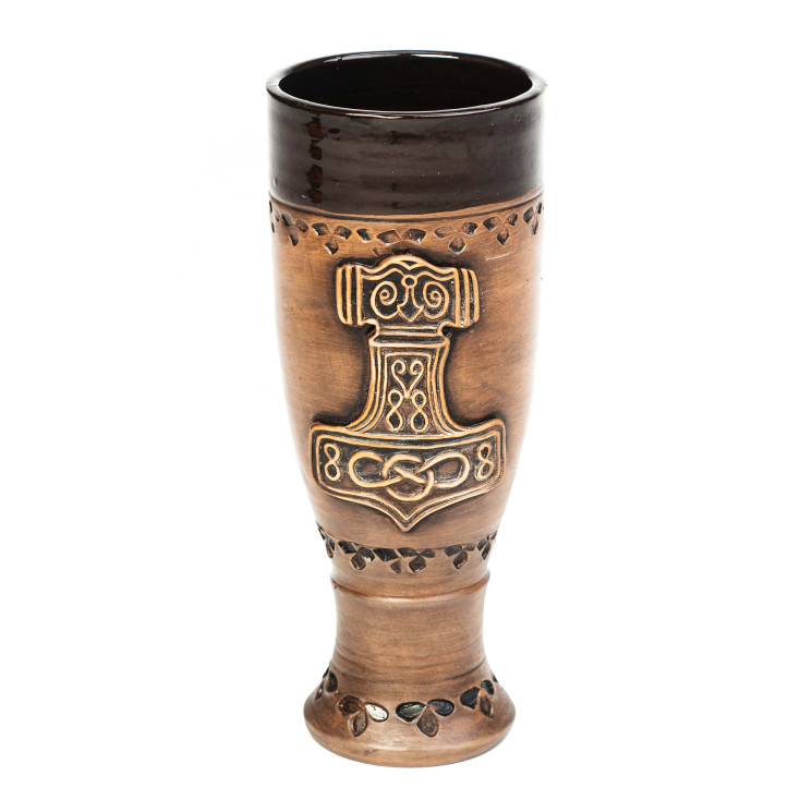 Didelis keraminis Kelch su viking karo laivo motyvu | Keramikdeko.de