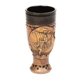 Mažai keramikos goblet su viking karo laivo motyvu | Keramikdeko.de