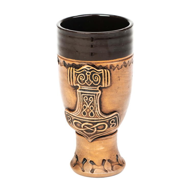 Mažai keramikos goblet su viking karo laivo motyvu | Keramikdeko.de