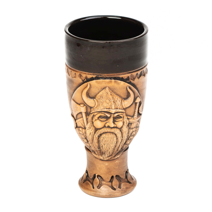 Mažai keramikos goblet su viking motyvu | Keramikdeko.de
