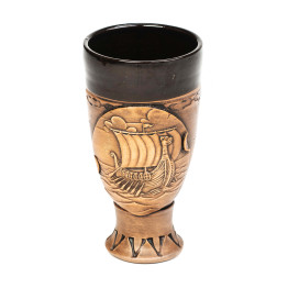 Mažai keramikos goblet su vikingų laivo motyvu | Keramikdeko.de