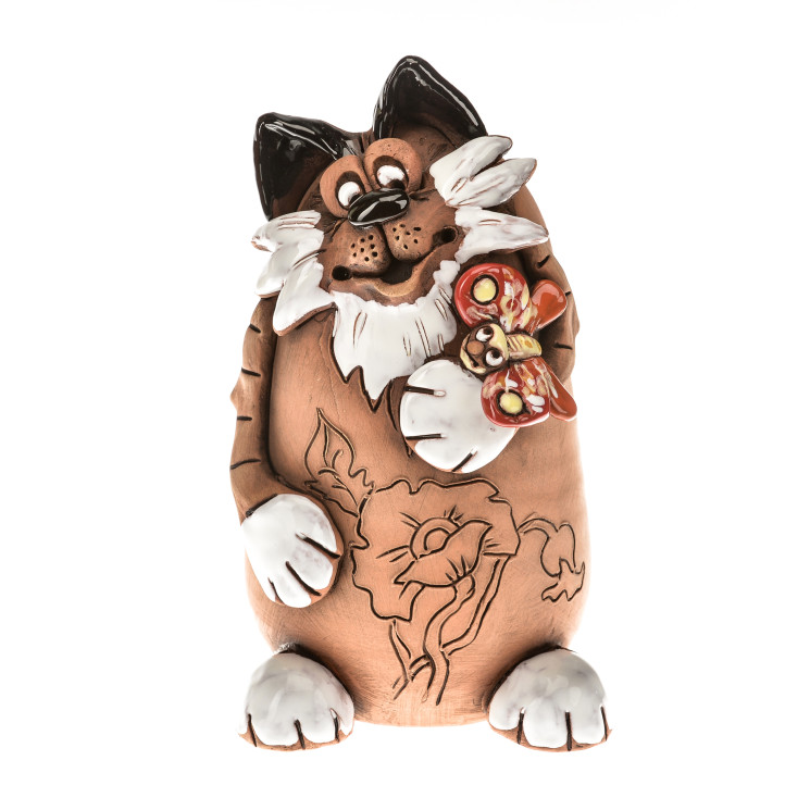 Deko figūra - katė su drugeliu